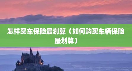 怎样买车保险最划算（如何购买车辆保险最划算）
