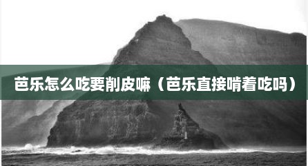 芭乐怎么吃要削皮嘛（芭乐直接啃着吃吗）