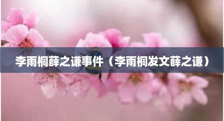 李雨桐薛之谦事件（李雨桐发文薛之谦）