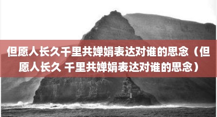 但愿人长久千里共婵娟表达对谁的思念（但愿人长久 千里共婵娟表达对谁的思念）