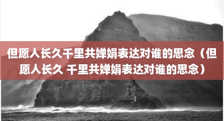 担愿人长久千里共婵娟表达对谁的思念（担愿人长久 千里共婵娟表达对谁的思念）