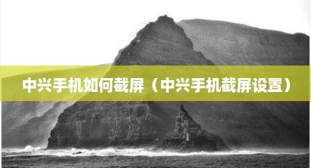 中兴手机如何截屏（中兴手机截屏设置）