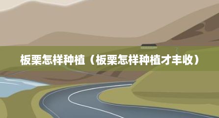 板栗怎样种植（板栗怎样种植才丰收）