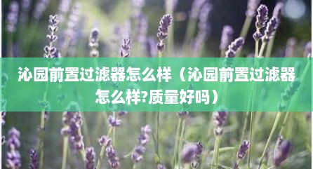 沁园前置过滤器怎么样（沁园前置过滤器怎么样?质量好吗）