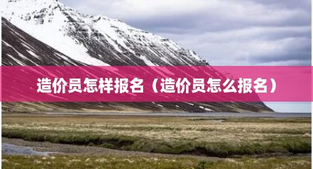 造价员怎样报名（造价员怎么报名）