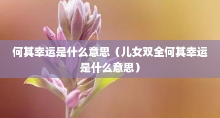 何其幸运是什么意思（儿女双全何其幸运是什么意思）