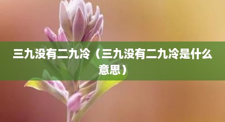 三九没有二九冷（三九没有二九冷是什么意思）