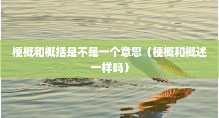 梗概和概括是不是一个意思（梗概和概述一样吗）