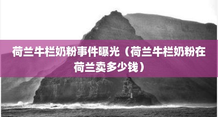荷兰牛栏奶粉事件曝光（荷兰牛栏奶粉在荷兰卖多少钱）