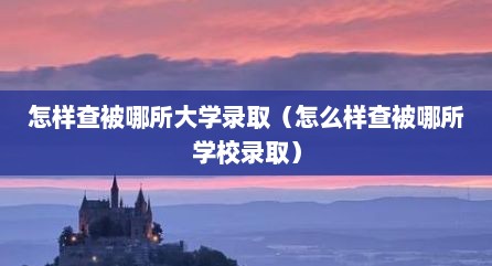 怎样查被哪所大学录取（怎么样查被哪所学校录取）
