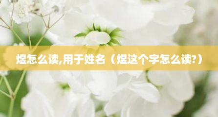煜怎么读,用于姓名（煜这个字怎么读?）