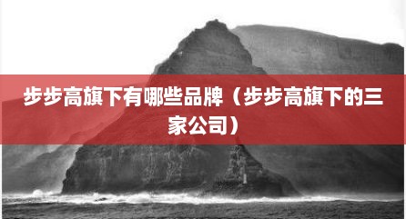 步步高旗下有哪些品牌（步步高旗下的三家公司）