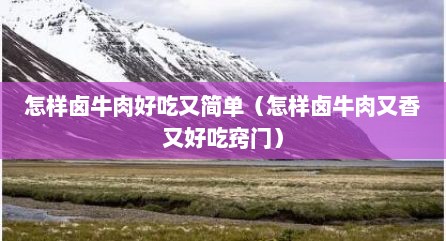怎样卤牛肉好吃又简单（怎样卤牛肉又香又好吃窍门）