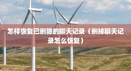 怎样恢复已删除的聊天记录（删掉聊天记录怎么恢复）