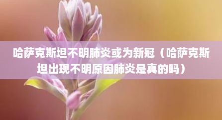 哈萨克斯坦不明肺炎或为新冠（哈萨克斯坦出现不明原因肺炎是真的吗）