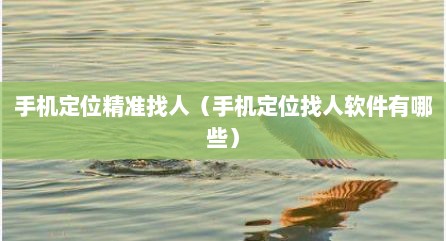 手机定位精准找人（手机定位找人软件有哪些）