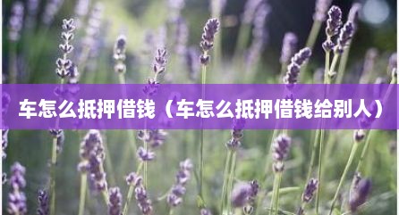 车怎么抵押借钱（车怎么抵押借钱给别人）