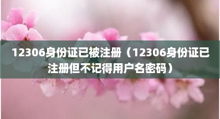 12306身份证已被注册（12306身份证已注册但不记得用户名密码）