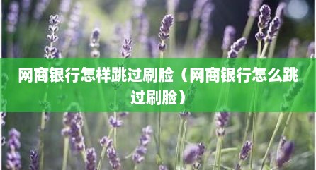 网商银行怎样跳过刷脸（网商银行怎么跳过刷脸）