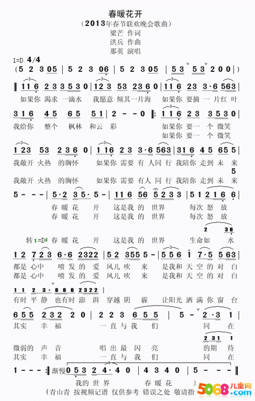 春暖花开歌词 那英(盼春暖 花开 那英经典重现)