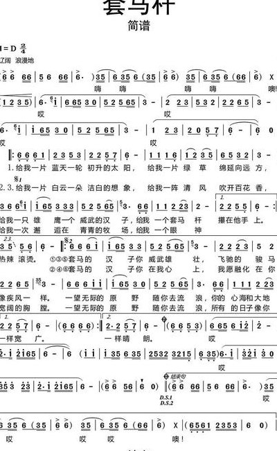 套马杆简谱(用简谱演奏《套马杆》的方法及乐谱)