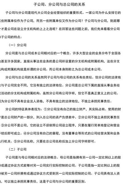 总公司与分公司(总公司与分公司