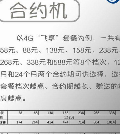移动合约机（移动合约机套餐价格表2024）