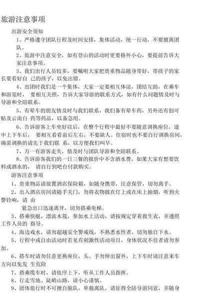 公司旅游注意事项（公司旅游注意事项怎么写）