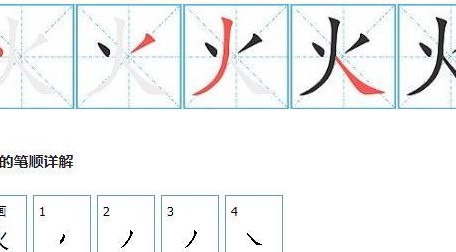 四的笔画（火的笔顺）