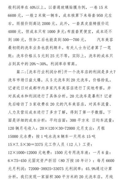 洗车行业利润分析（洗车行业利润分析怎么写）