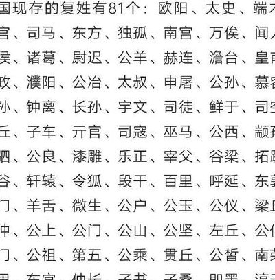 复姓都有哪些（东南西北的复姓都有哪些）