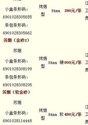 小苏烟价格（小苏烟价格表和图片）