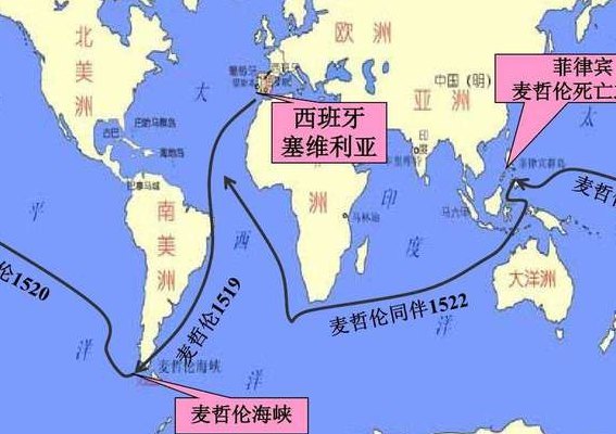 麦哲伦环球航行路线图0（麦哲伦环球航行路线图表现的是什么）