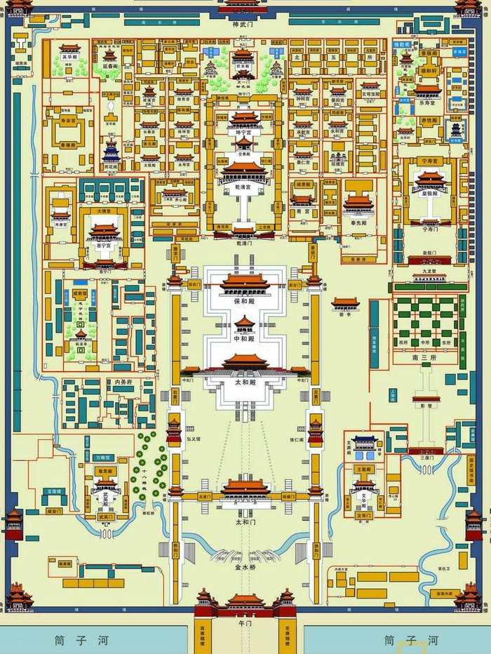 紫禁城平面图（紫禁城平面图简笔画）