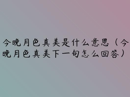 今晚月色真美什么意思（今晚月色真美什么意思网络用语）