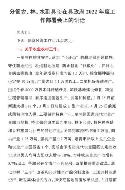 工作部署（工作部署会 领导讲话稿）