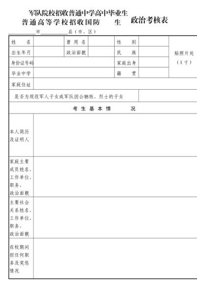 军校政审表（2023年军校政审表）