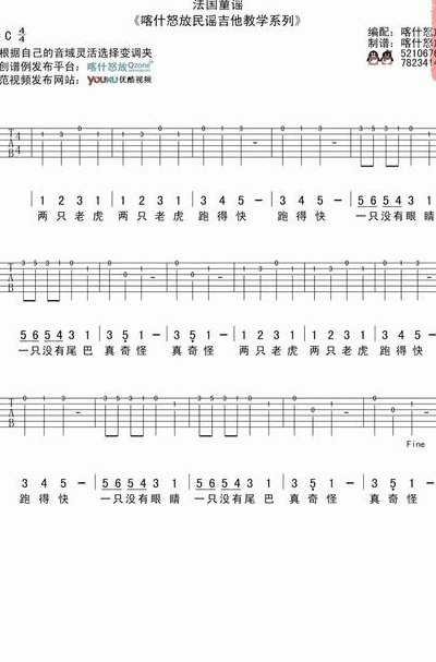 吉他乐谱怎么看（吉他乐谱怎么看 简谱入门两只老虎）
