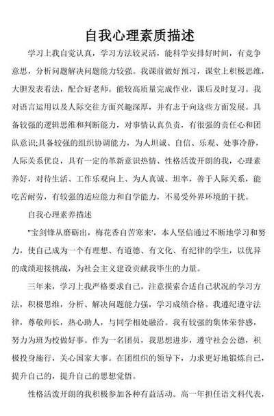 个人特质（个人特质自我描述）