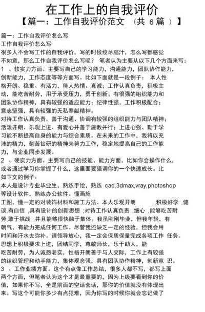 个人工作能力自我评价（工作个人自我评价）