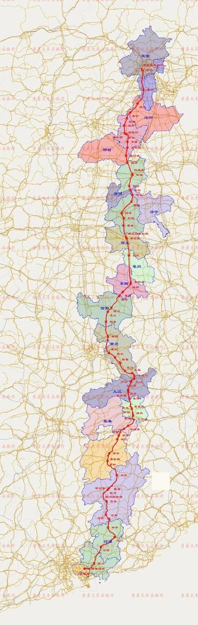 京九线经过哪些城市（京九铁路全程线路图）