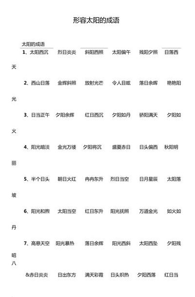 太阳什么成语四字词语（太阳什么成语二年级上册）