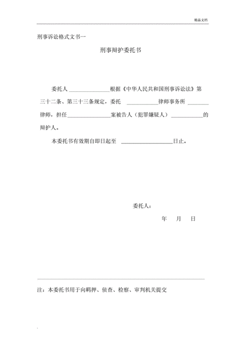 刑事辩护（刑事辩护委托书范本）