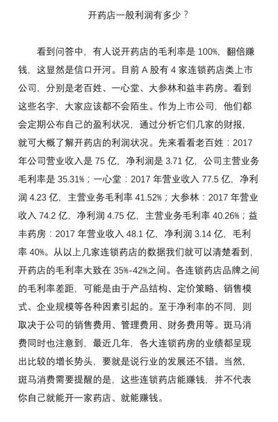 药店的利润有多大（药店的利润有多大?）