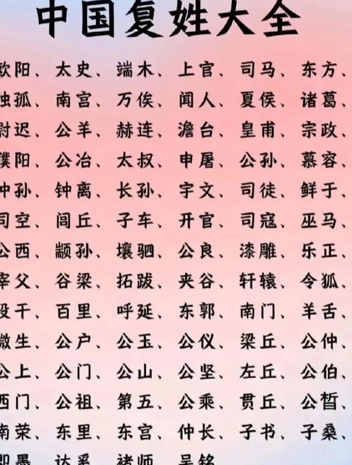复姓有哪些好听的名字（复姓的名字都有哪些）