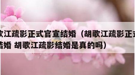 胡歌江疏影正式官宣结婚（胡歌江疏影正式官宣结婚 胡歌江疏影结婚是真的吗）