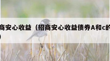 招商安心收益（招商安心收益债券A和c的区别）