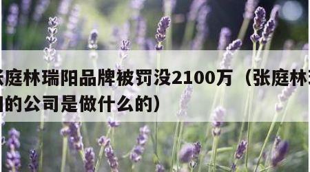 张庭林瑞阳品牌被罚没2100万（张庭林瑞阳的公司是做什么的）