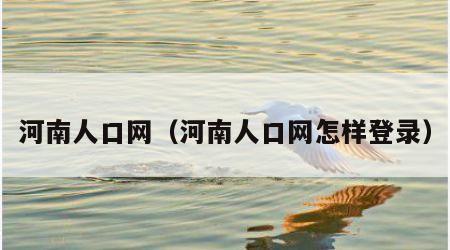 河南人口网（河南人口网怎样登录）