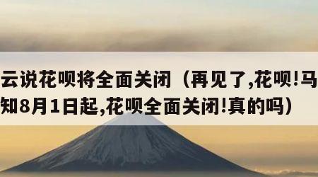 马云说花呗将全面关闭（再见了,花呗!马云通知8月1日起,花呗全面关闭!真的吗）